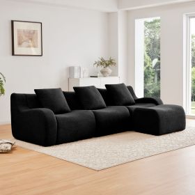 Boneless Sofa,3 Seat High-Quality Teddy Fabric,Anti-Slip Design,No Assembly Curved Armrests Streamlined Design