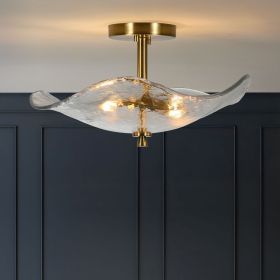 16.5" Glass Semi Flush Mount Ceiling Light Fixture, 2-Lights Close to Ceiling Light