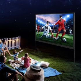 Projector Screen With Stand, 100 Inch 16:9 4K 1080 HD Outdoor Movie Screen With Stand, Wrinkle-Free Projection Screen With Bar Feet And Carry Bag (Option: Black)