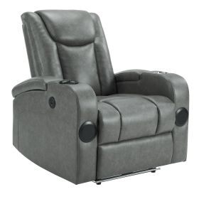 Recliner Sofa with Power Recline, Adjustable Split Back, USB Charging, Bluetooth Speakers & LED LightingRecliner Sofa with Power Recline (Main Color: Light Blue, Main Material: PU Leather)